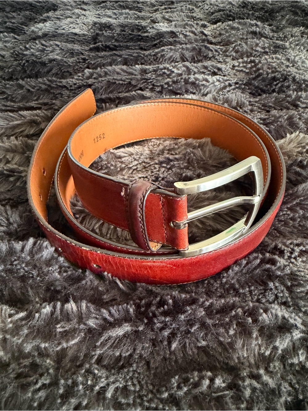 Magnanni Brown Leather Belt with Silver Buckle